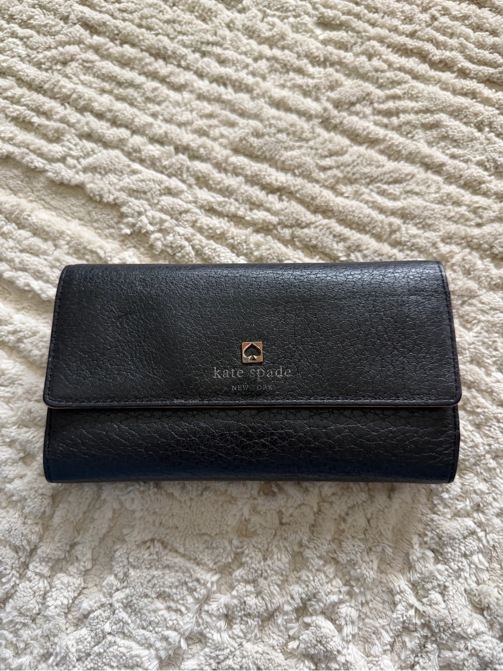 Kate Spade Black Pebbled Leather Wallet Preppy